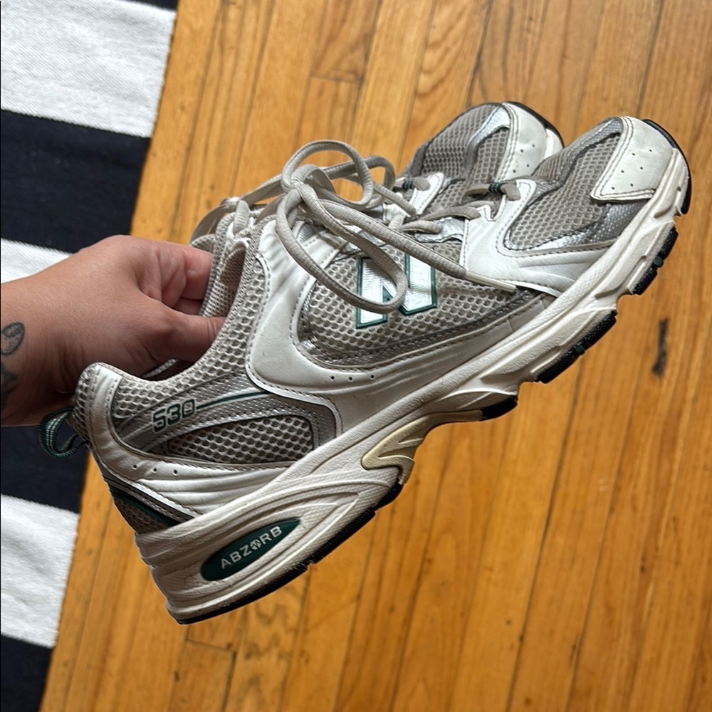 New Balance 530 White & Silver Running Sneakers - Picture 6 of 8
